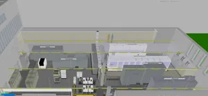 3D-Visualisierung der zukünftigen Pilotlinie für Solarzellenprozesse.