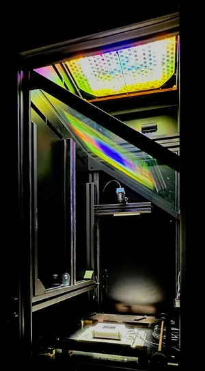 Photo of a Solar Irradiation Sensor under an LED solar simulator.